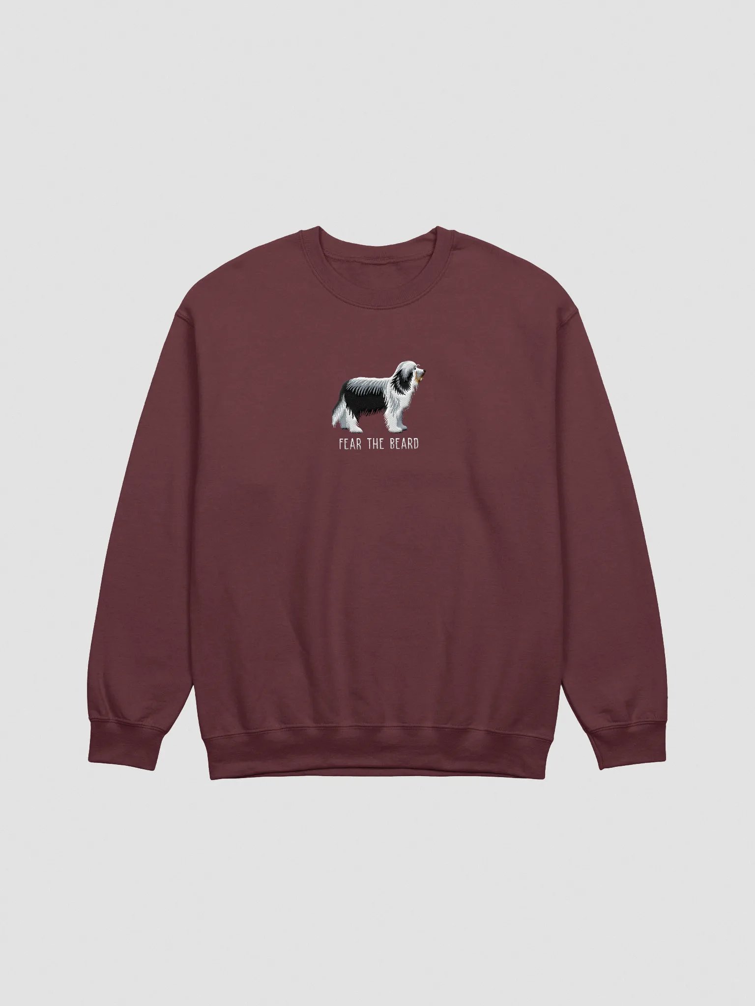 Fear the Beard Sweatshirt (Embroidered) of a Bearded Collie(Black & White) product image (3)