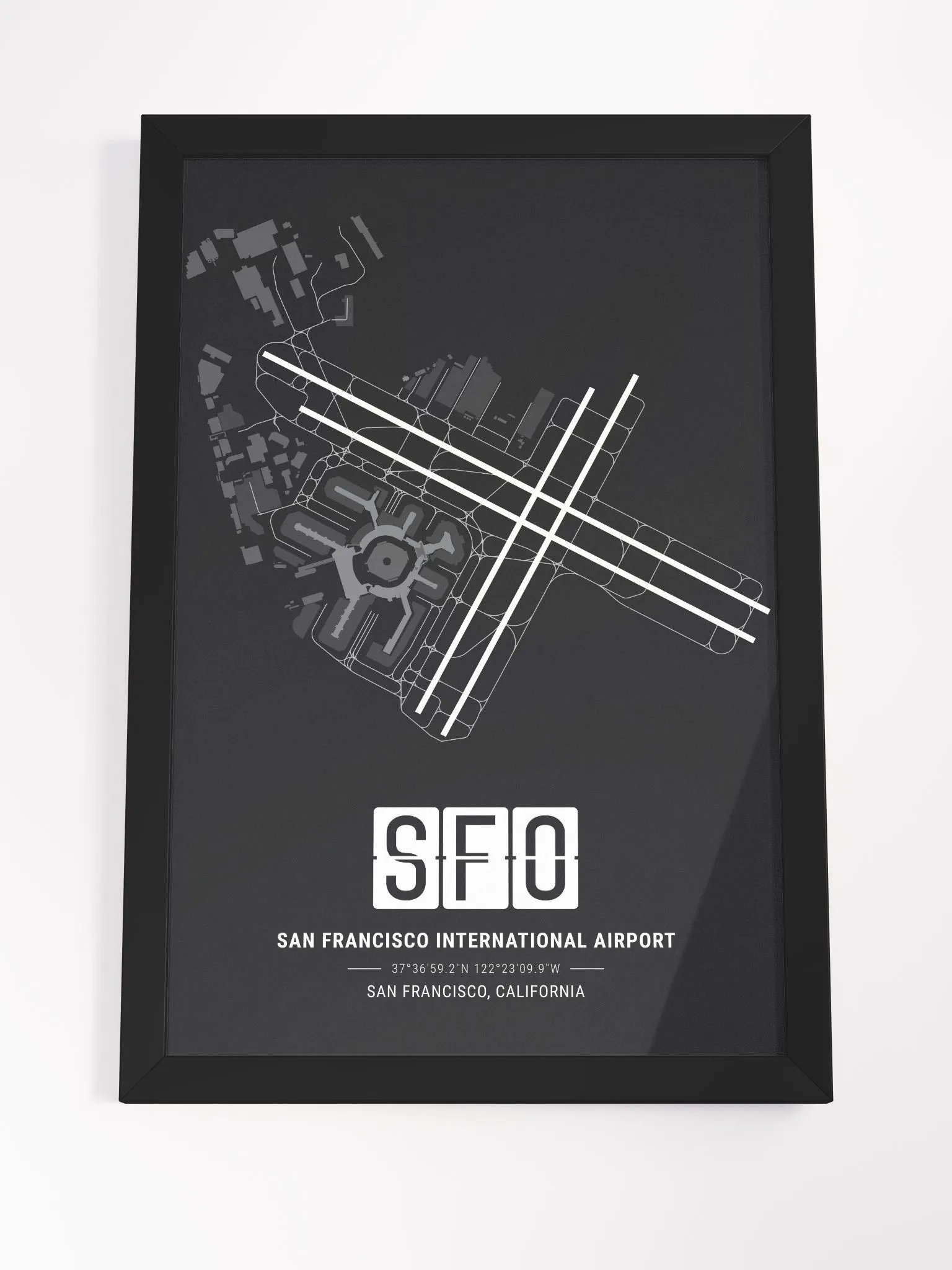 Framed Airport SFO Premium Map On Matt Paper product image (4)