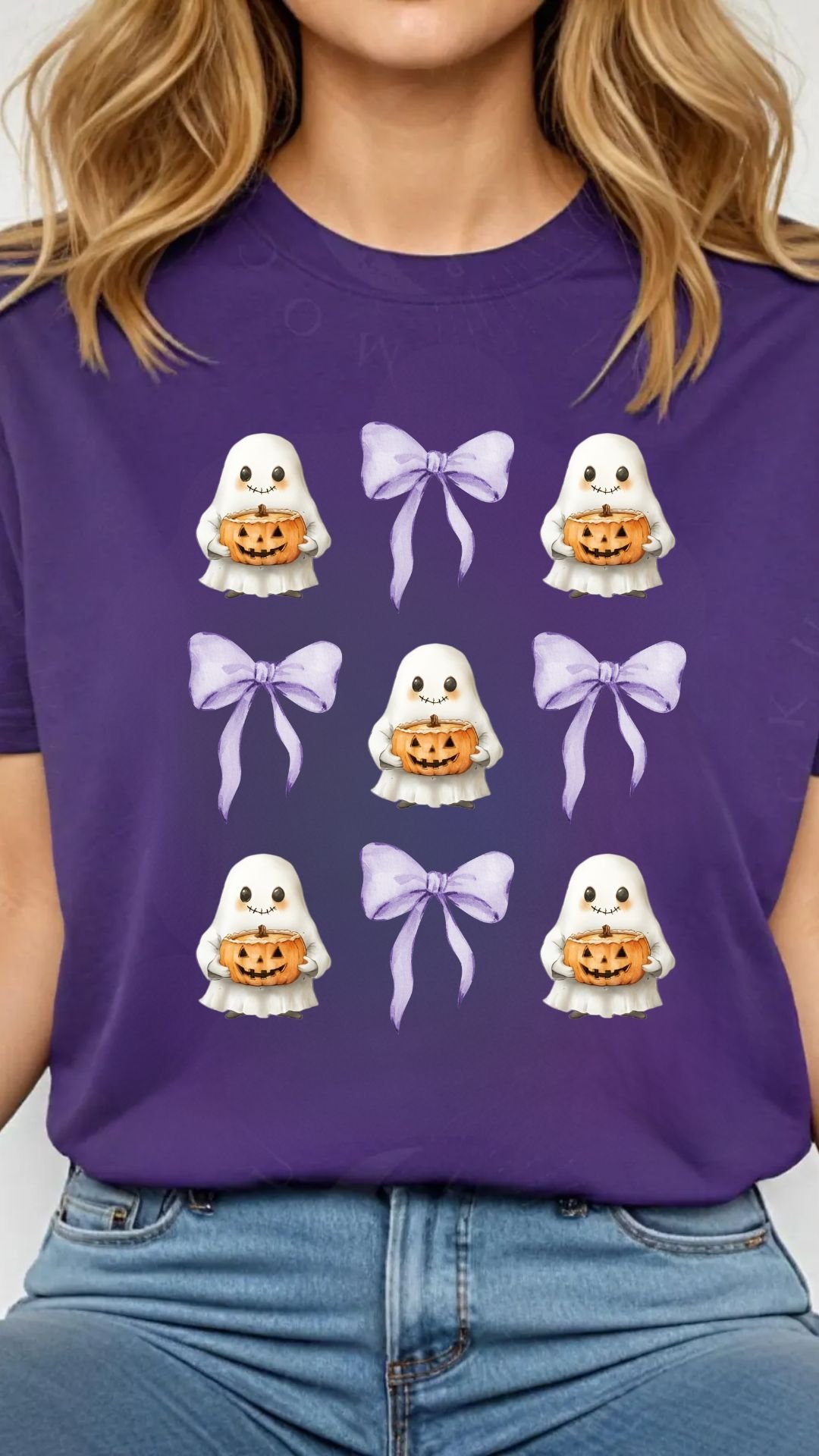 Halloween Cute Ghosts & Lilac Knots Tshirt | Halloween T-shirt Cute Ghost Shirt | Vintage Ghost Tee | Lilac Knots Tee | Spooky Season Apparel product image (2)