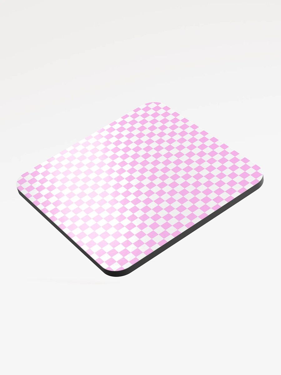 Checkers! Pastel Pink and White Checkered Cork Coaster product image (3)
