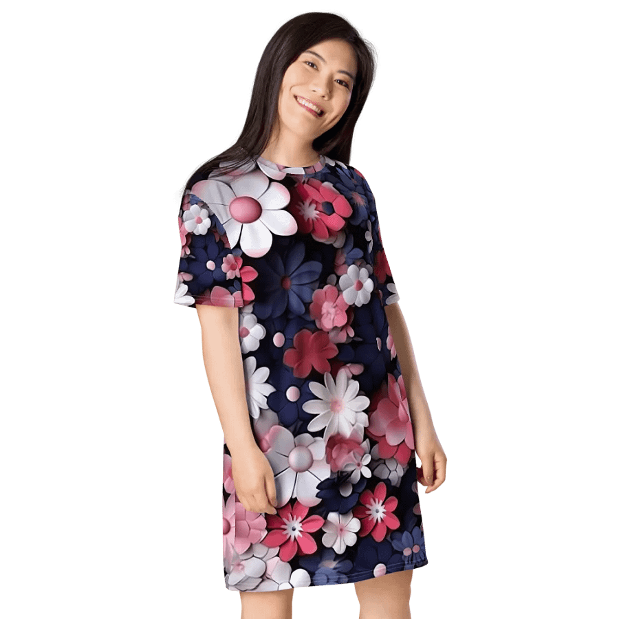 3D-Ditsy-Flowers-Seamless-Patterns T-shirt Dress - V8 product image (8)