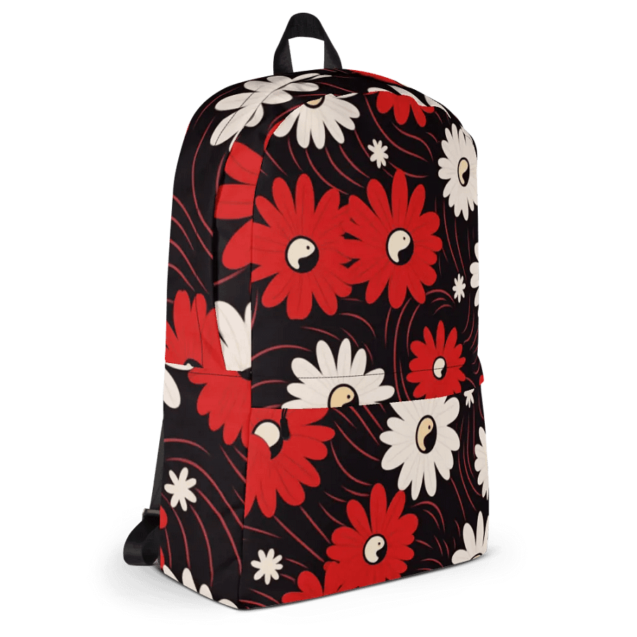 Versatile Medium-Sized Backpack 🔴 RED AND WHITE FLOWERS ⚫️ ⚪️ YIN AND YANG product image (11)