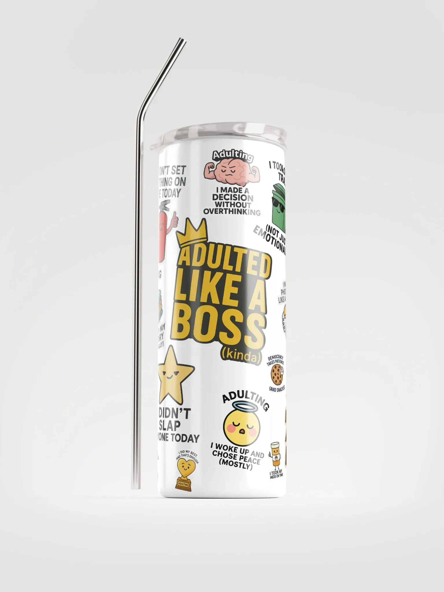 Humorous Adulting Stickers Tumbler product image (1)