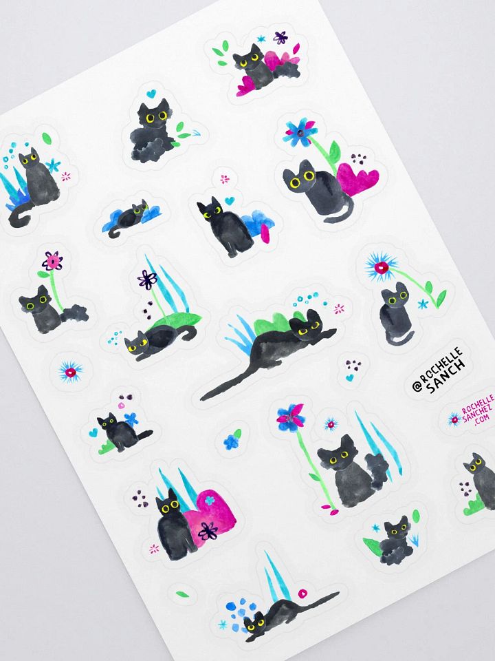 Derpy Floral Cat Sticker Sheet product image (1)
