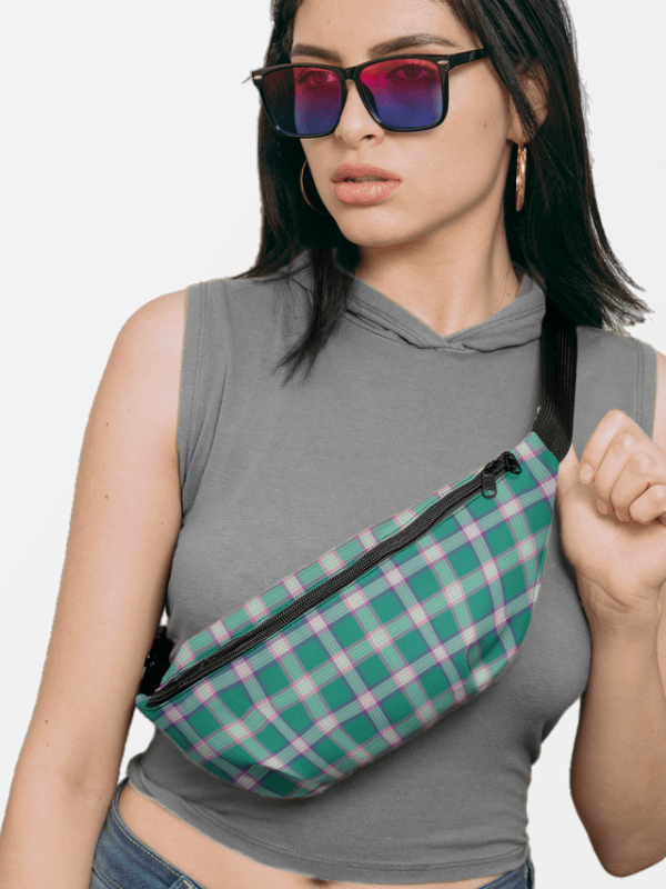 Emerald Green and Purple Plaid Fanny Pack product image (1)