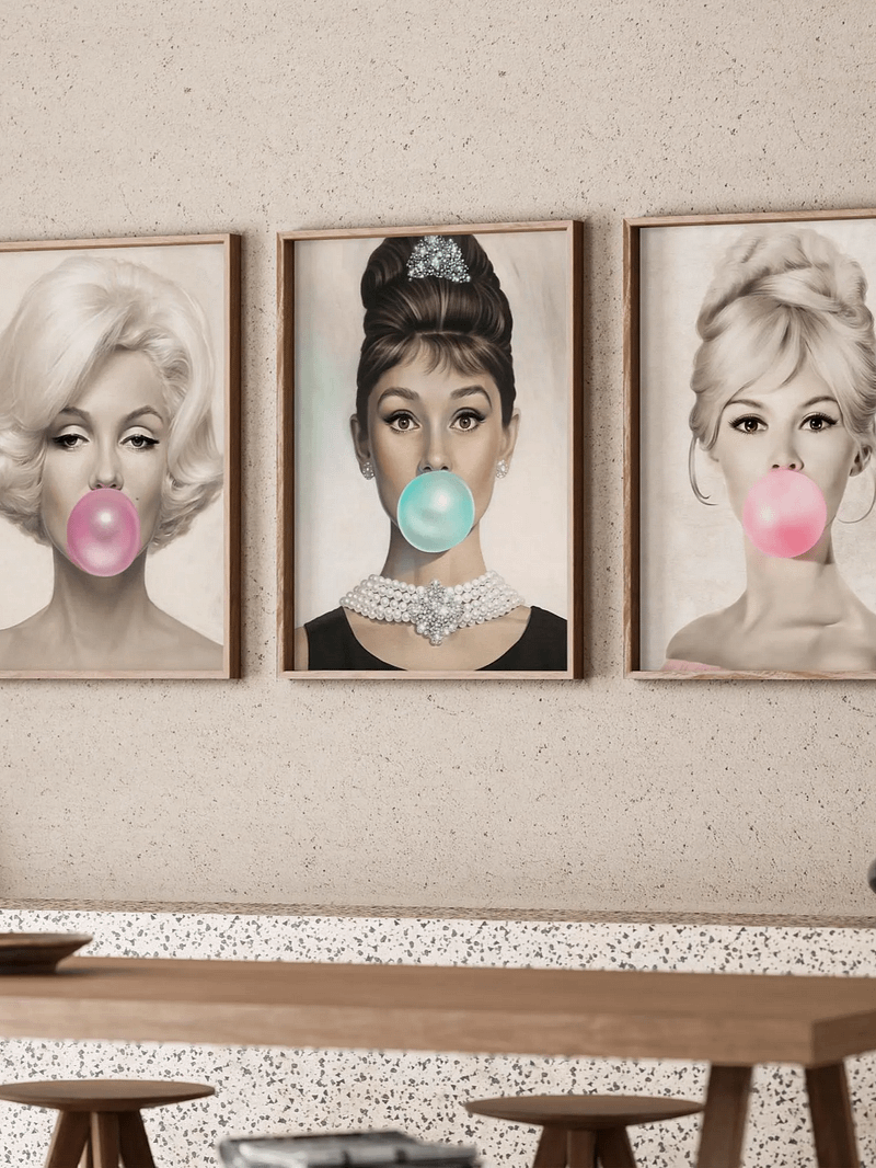 Audrey Hepburn Brigitte Bardot Marilyn Monroe Bubble Gum