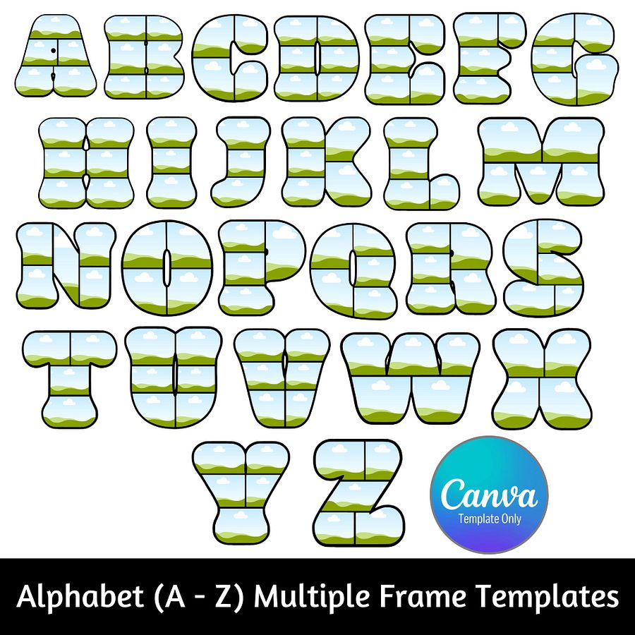 Fat and Fun Alphabet (A - Z) Multiple Frames Canva Templates product image (1)