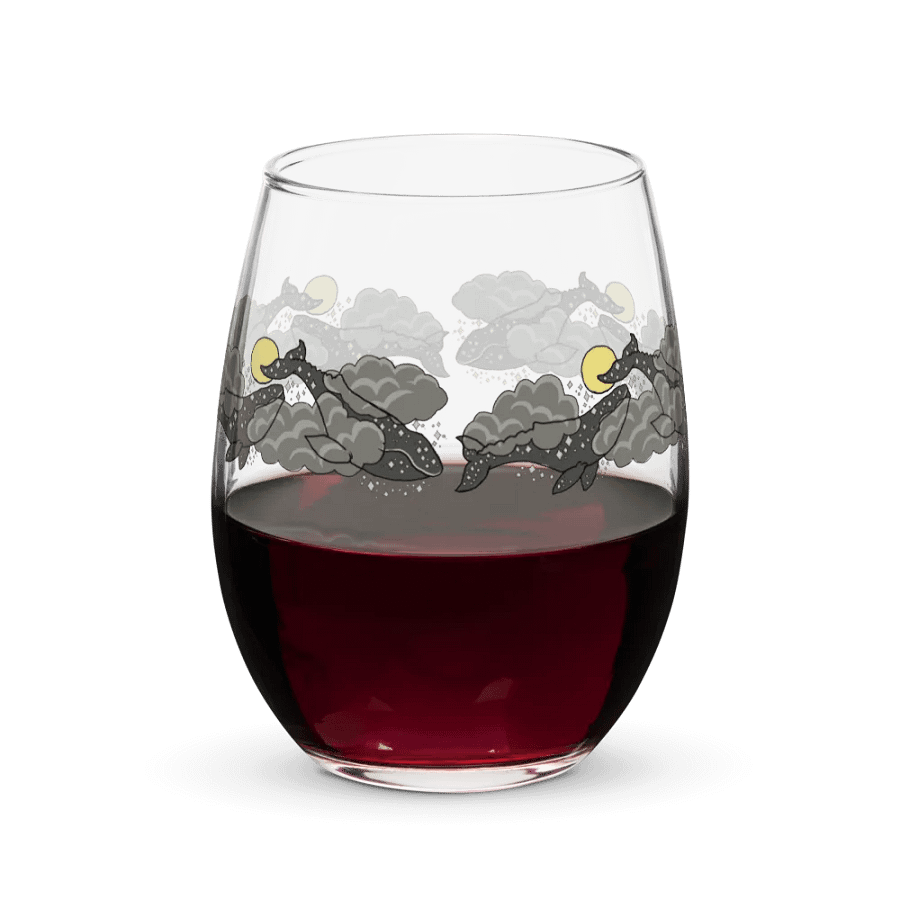 starry gray whale night sky stemless wine glass product image (3)