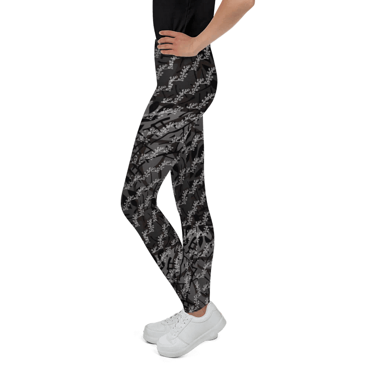 JoBeths' Signature Youth Leggings 👖Black Leaves🍃 Design product image (1)