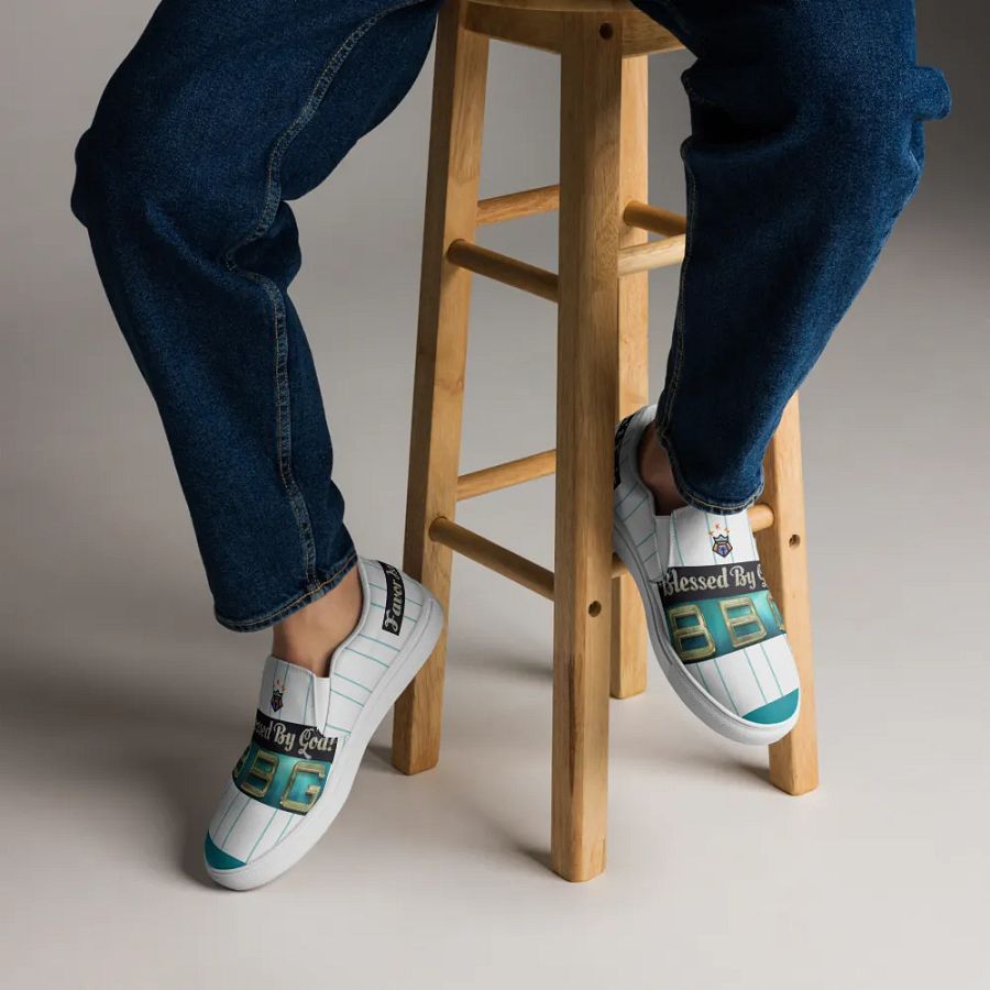 BBG Light Green Striped Men's Slip Ons product image (6)
