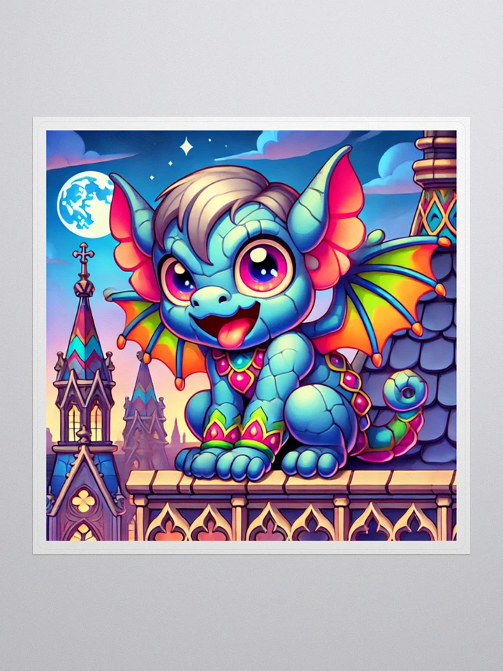 Vibrant Chibi Gargoyle Vinyl Sticker – Rainbow Protector product image (1)