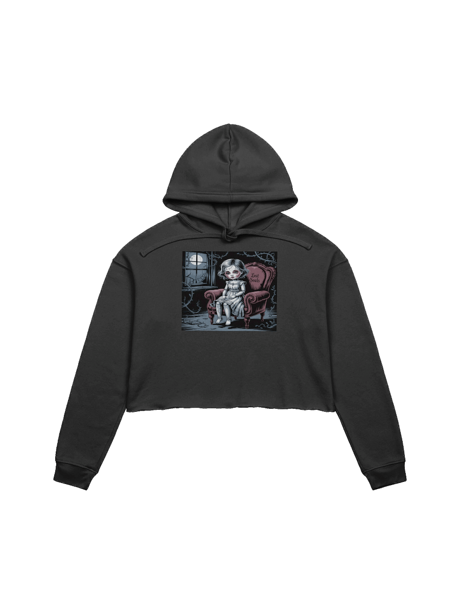 Midnight Veil Designs Women's Lost Souls Crop Hoodie - Black Gothic Fleece, Sizes S-2XL product image (1)