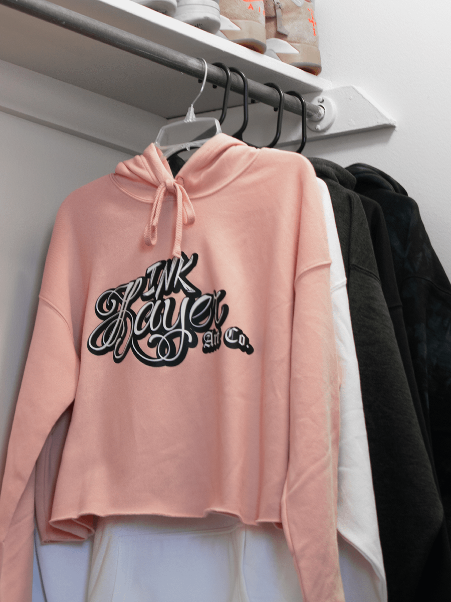 Inklayer Art Co. Pink Crop Top Hoodie product image (3)