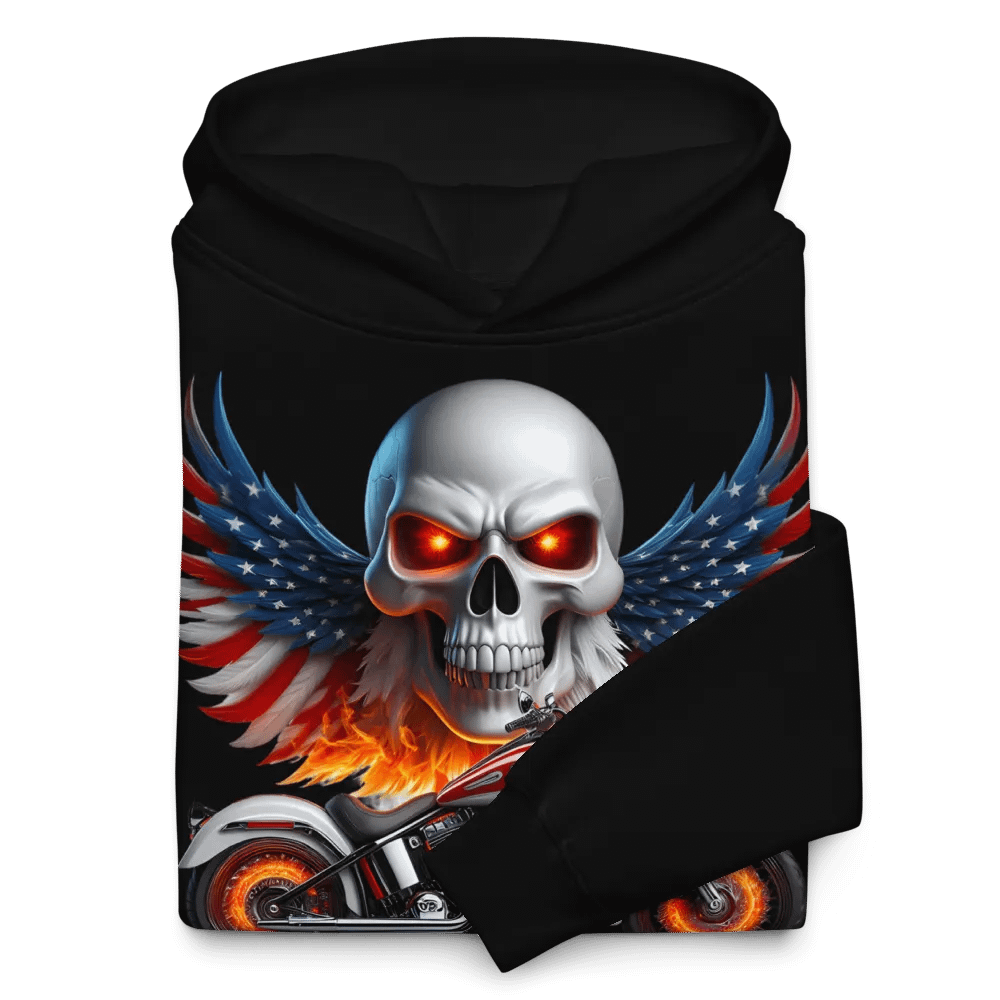 Winged Skull Motorcycle Oversized Hoodie #13 product image (10)