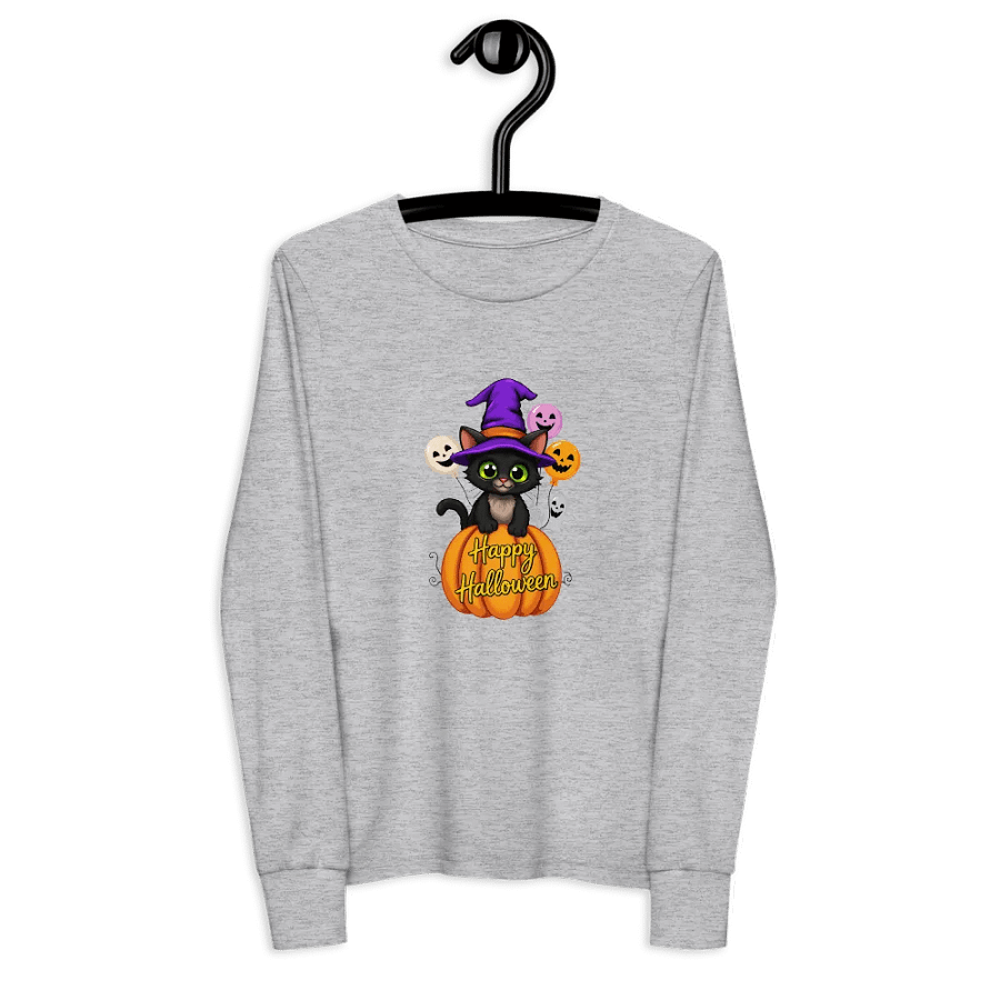 Witchy Cat Halloween Youth L/S Tee product image (8)