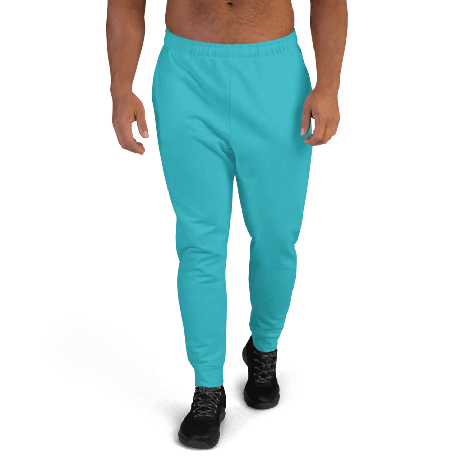 Plain Turquoise Blue Light Summer Recycled Polyester Premium Men's Joggers by Treasure Pie product image (1)
