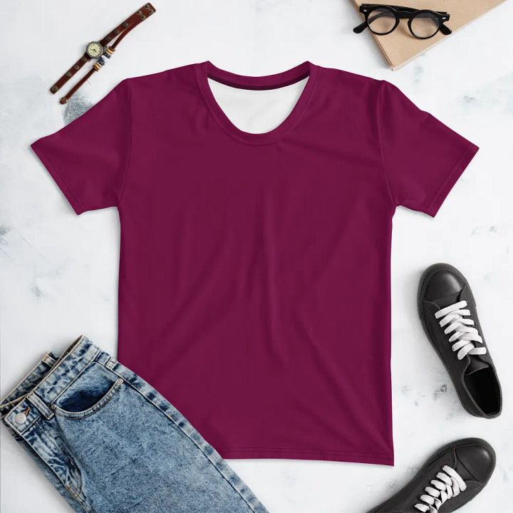 Plain Dark Burgundy Red True Summer Women's Crewneck Polyester Heavyweight Premium T-Shirt by Treasure Pie product image (1)