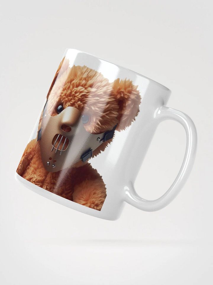 Teddy Bear Wearing a Hannibal Lector Mask #Humorous Glossy Mug - White product image (5)
