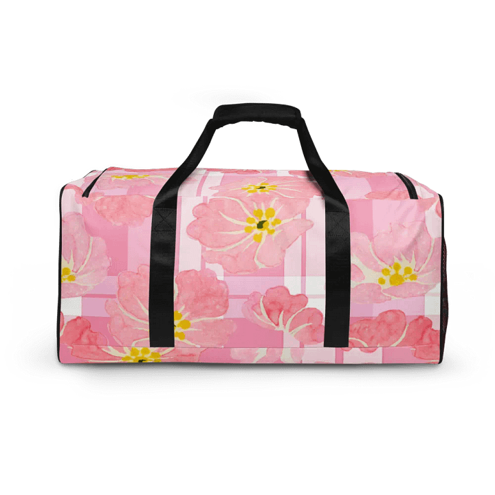 Pink Hibiscus Gingham Duffle Bag product image (2)