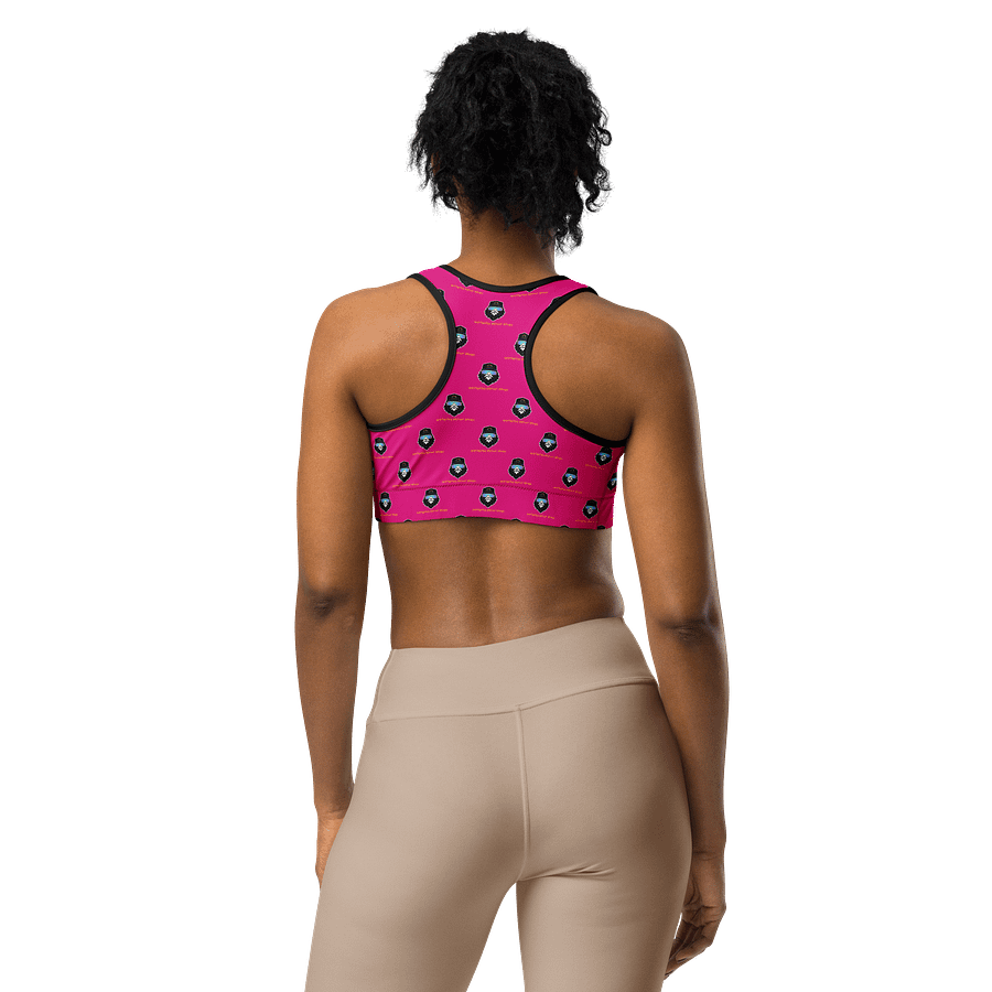 Synthsquatch Fitness Bigfoot Monogram Logo All-Over Print Sports Bra (Neon Pink) product image (3)