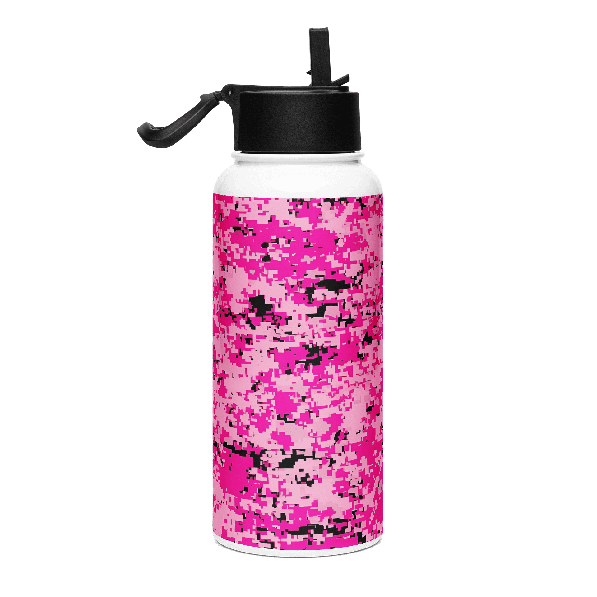 Pink Pixel Camo Stainless Steel Water Bottle product image (4)