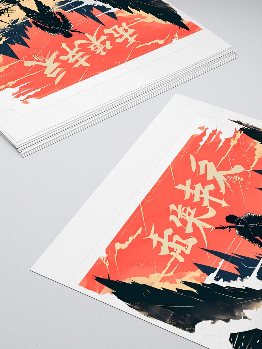 Epic Fantasy Warrior Art - Vibrant Mountain Landscape Sticker product image (4)