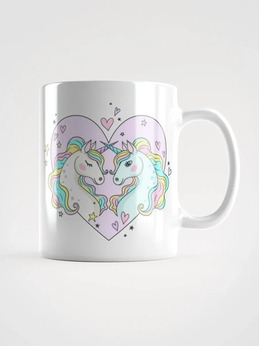 White Glossy Mug Cute Horses product image (1)