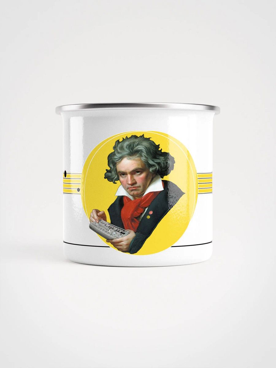 Roland van Beethoven by Frank Fonik (TB 303), Techno EDM Enamel Mug product image (1)