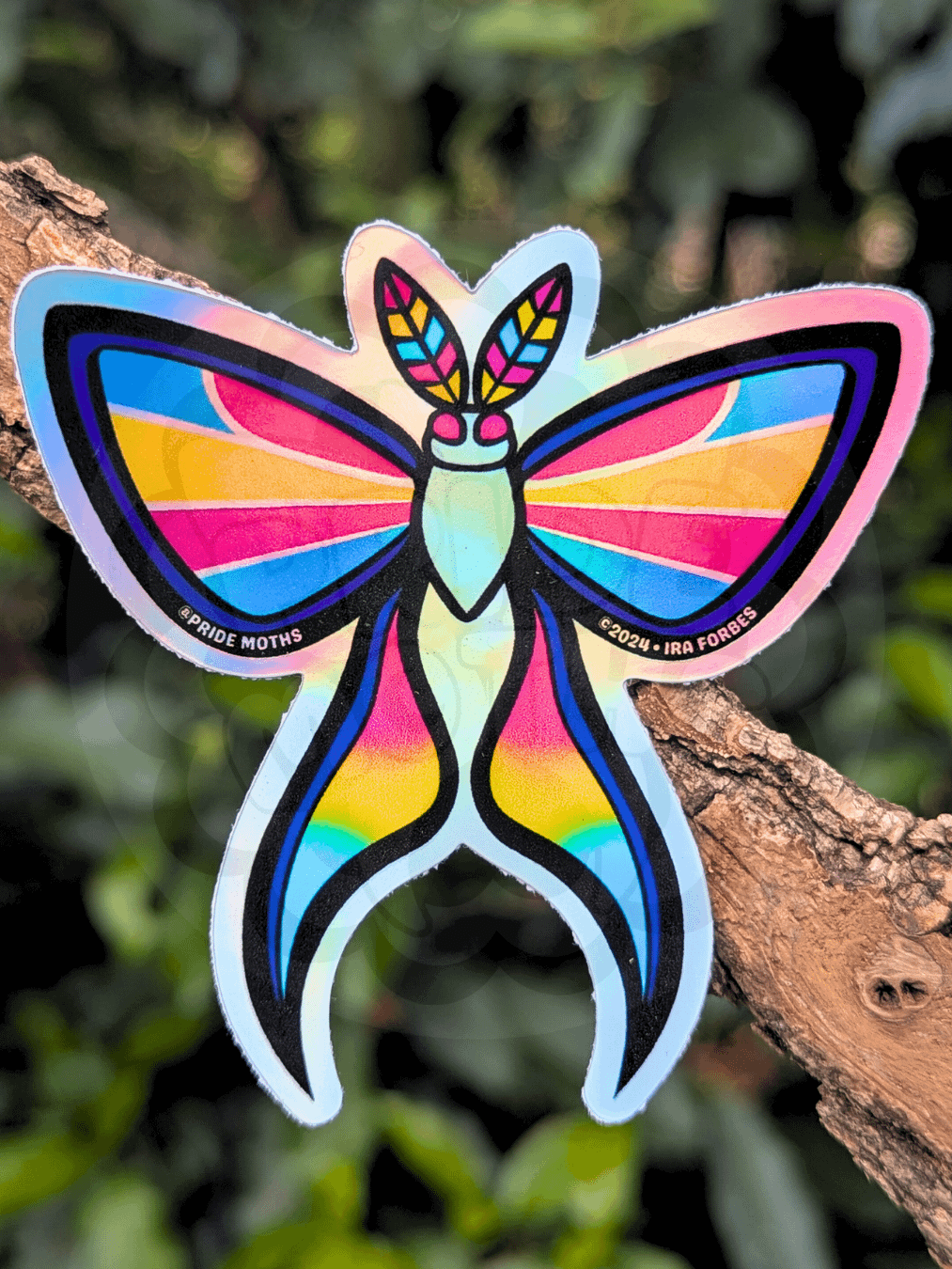 № 4 | PANSEXUAL PRIDE MOTH | HOLOGRAPHIC STICKER | (1-PACK) product image (1)