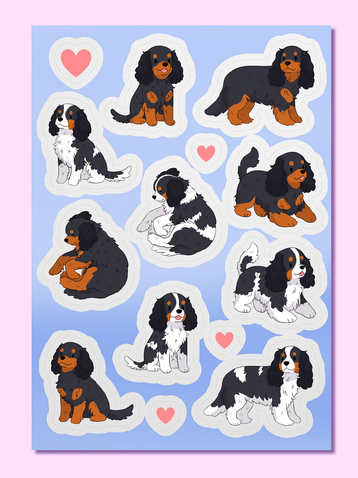 Cavalier King Charles Spaniel Adorable Dog Sticker Sheet product image (1)