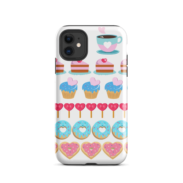 Cute Sweet Treats iPhone Tough Case – Heart Muffin, Donut, Lolly, Cake & Coffee – Perfect Valentine’s Gift product image (2)