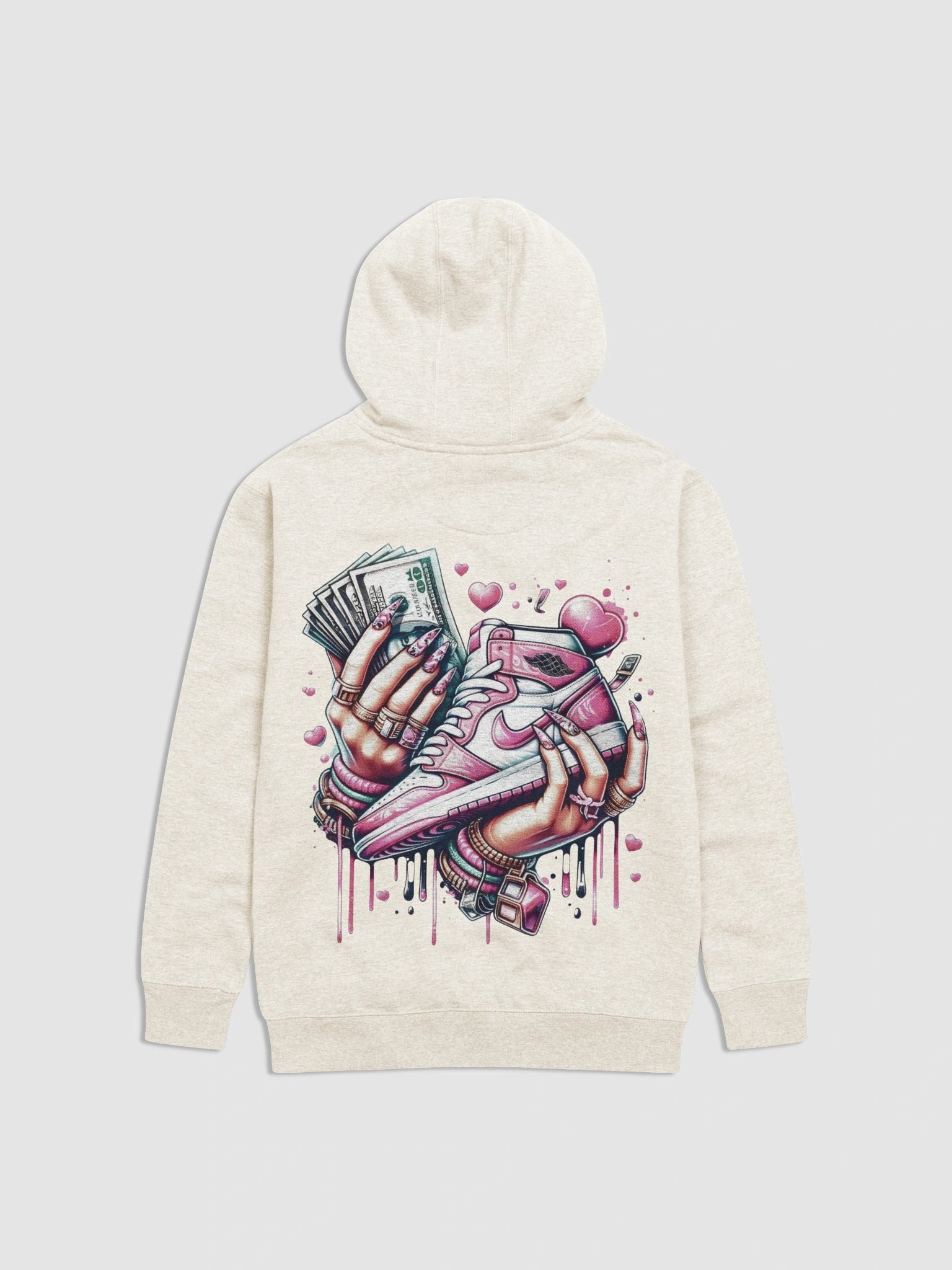 Luxury sneaker grip with cash and heart drip art Hoodie product image (1)