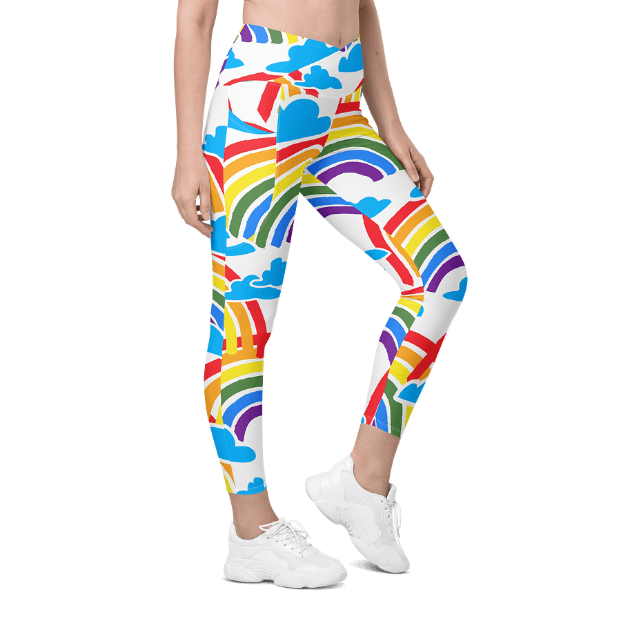 Whimsical Rainbow Crossover Leggings with Pockets product image (5)