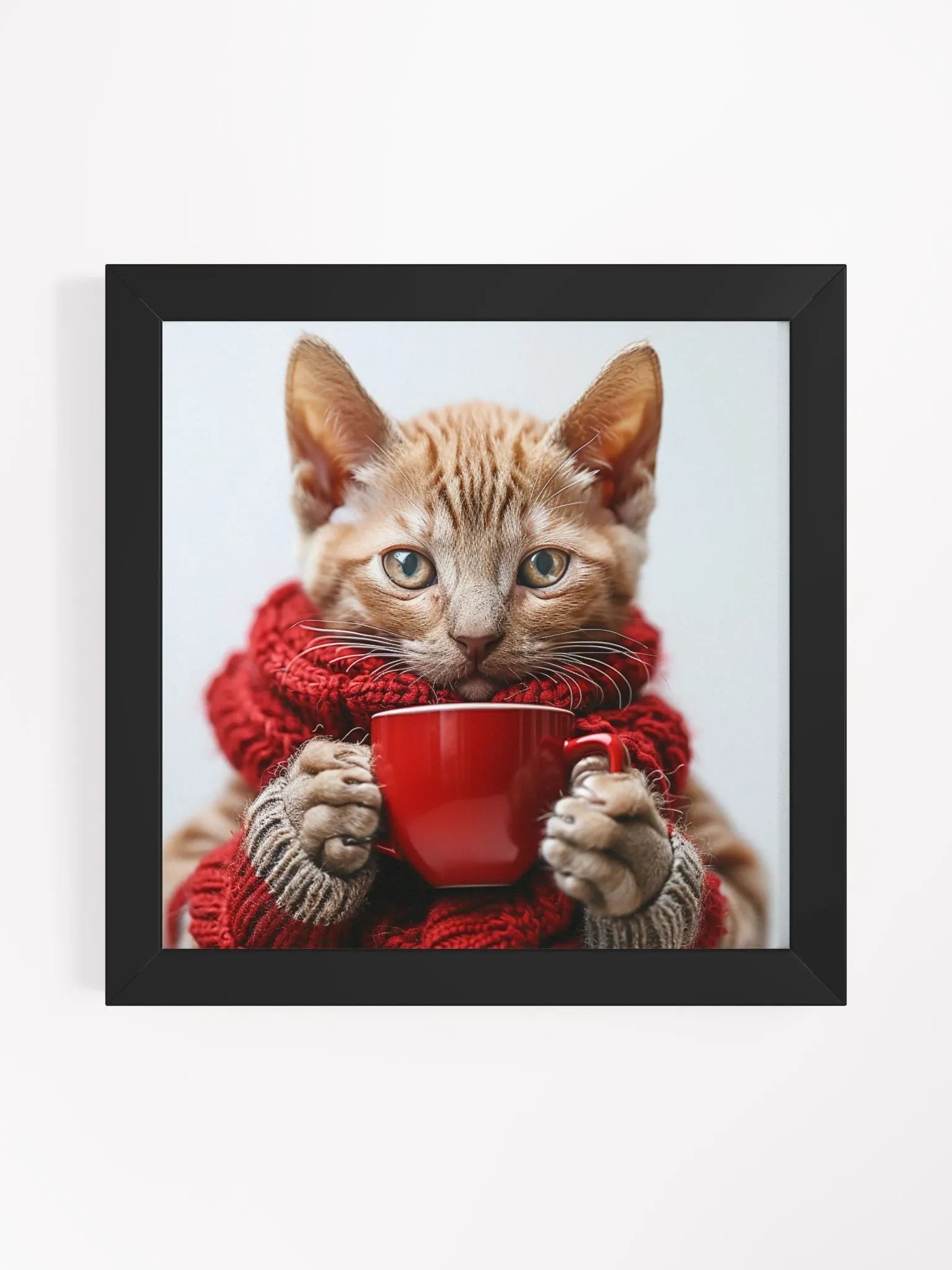 Coffee Lover Cute Orange Baby Kitten Wall Art product image (1)