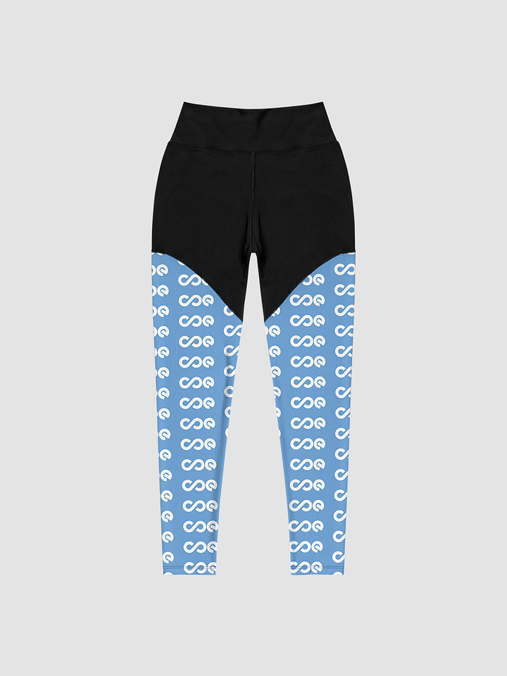 COE Premium Sports Leggings Black & Blue - White Logo product image (1)