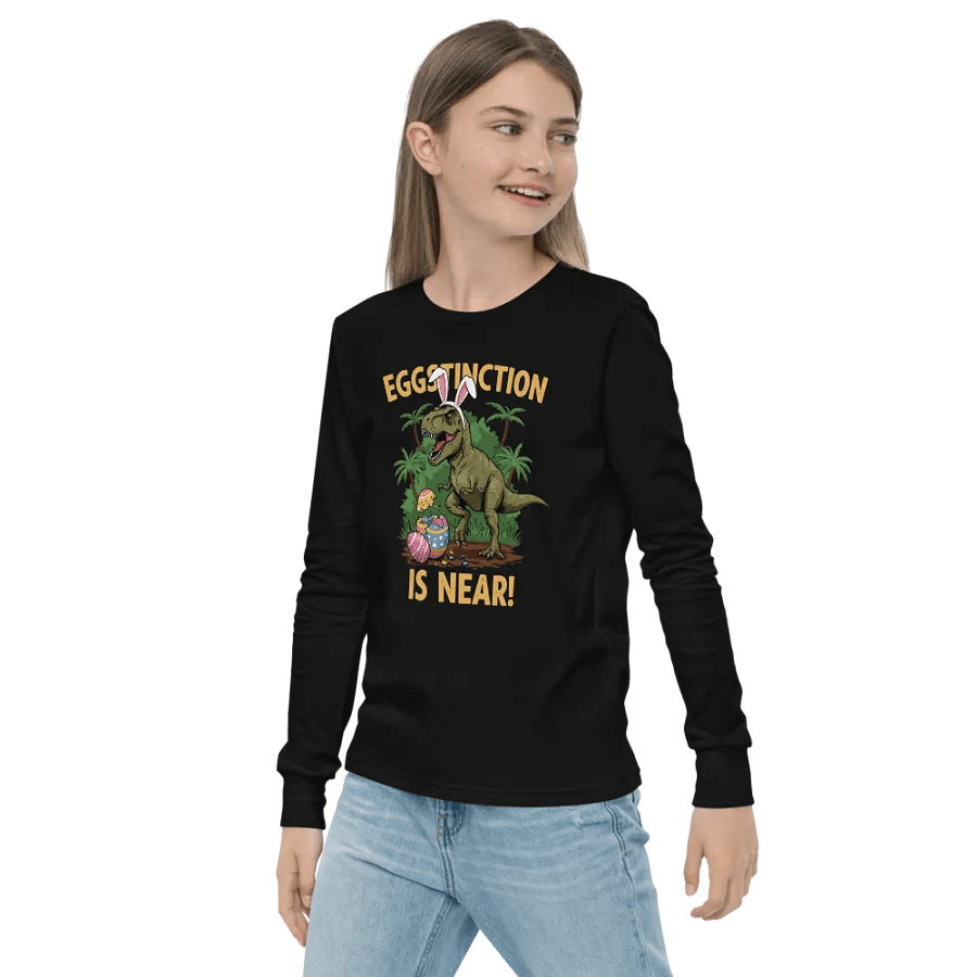 Funny Easter Dinosaur sweatshirt – Eggstinction Is Near Youth Long Sleeve product image (3)