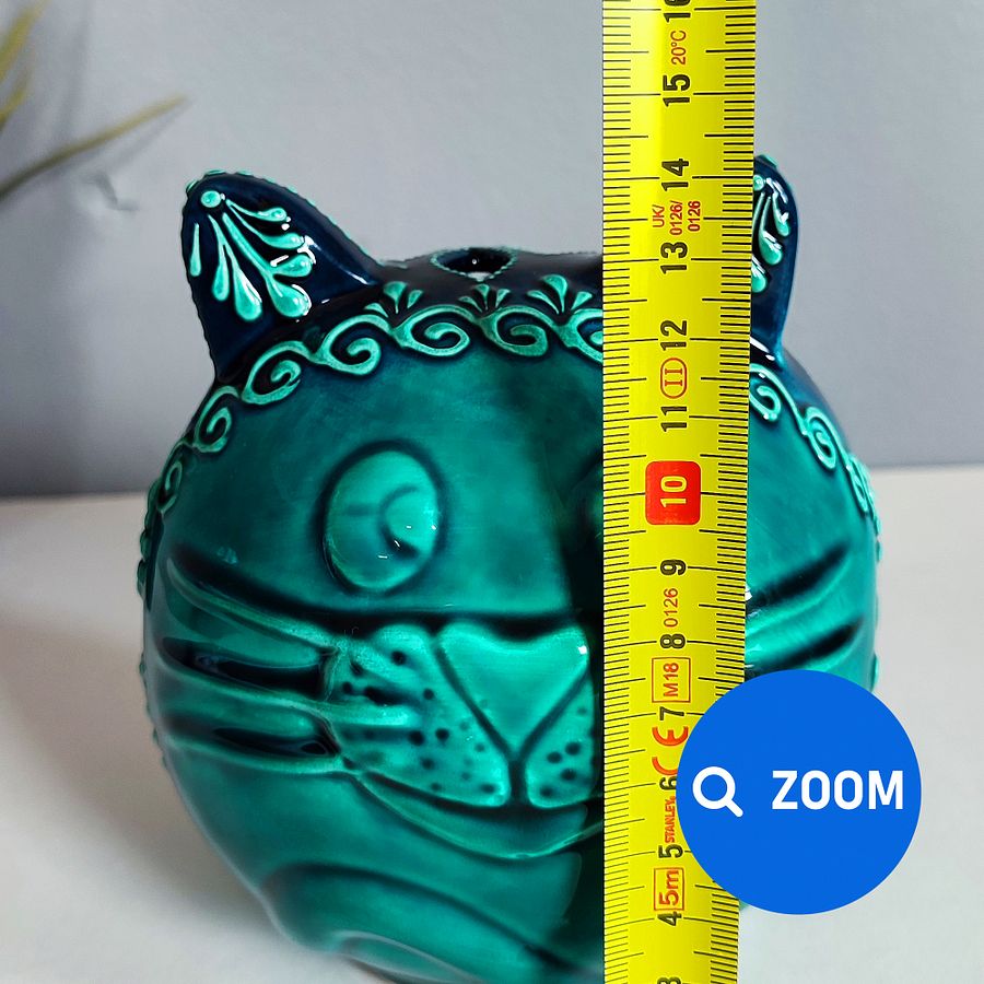 Ceramic cat, Turkish Totoro, turquoise candle holder — handmade pottery, handmade ceramic, home decor, handmade gift, Turkish ceramic product image (8)
