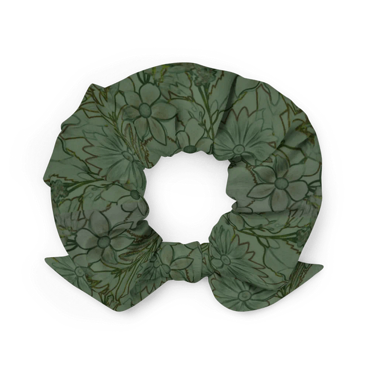 Line art Green and Garkgreen Floral/All-Over Print Scrunchie by Sublicolor product image (2)