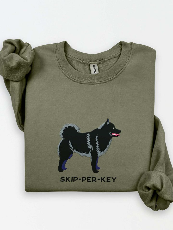 Skip-Per-Key Sweatshirt (Embroidered) of a Schipperke(Black) product image (1)