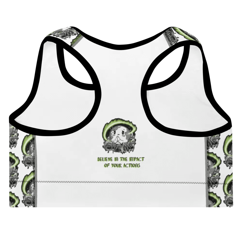 Save Me: A Plea from Planet Earth All-Over Print Padded White Sports Bra 🌍 product image (10)