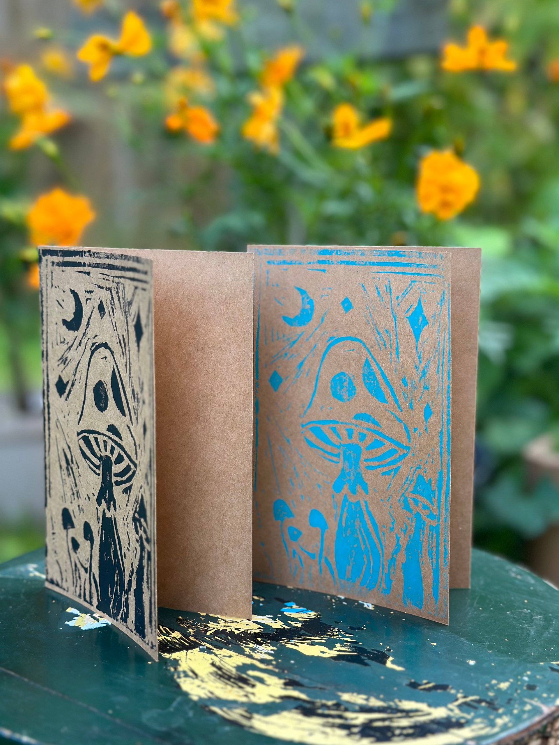 Mushroom Block Print Greeting Card (Blank) product image (2)