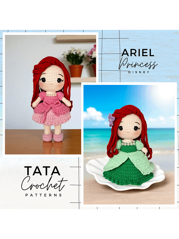 PDF -♡- Doll Dress Up & Transformation -♡- Ariel Princess Amigurumi Crochet Pattern product image (1)