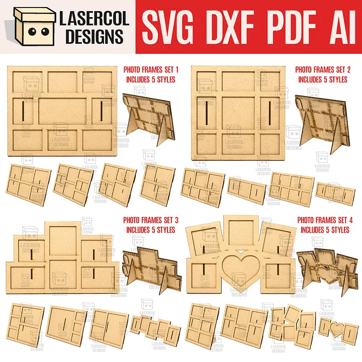 Photo Frames Bundle (Set 1-2-3-4) - Laser Cut Files product image (1)