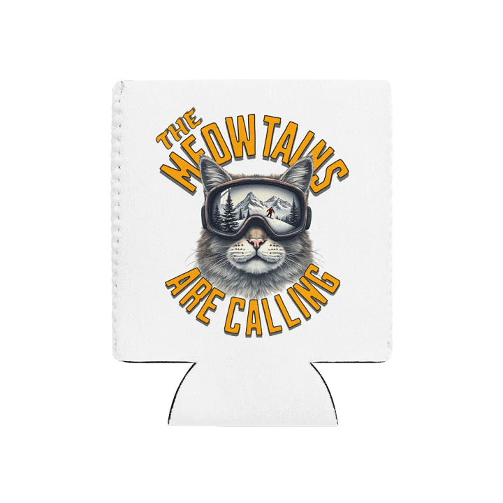 The Meowtains Are Calling Cat Skiing Coozie Can Cooler product image (1)