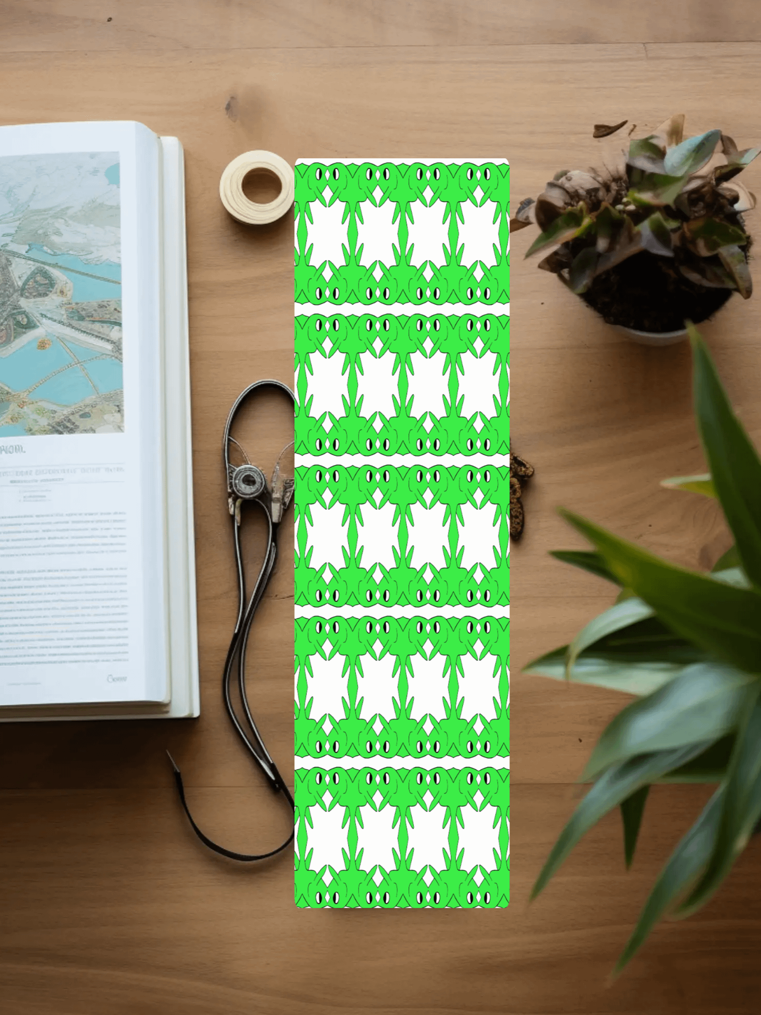 Cute Cartoon Green Fish Pattern Laminated Bookmark with Tassel for the Fish Loving Book Reader in Your Life product image (1)