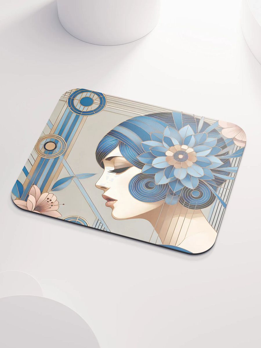 Art Deco Blue Floral Mouse Pad product image (3)