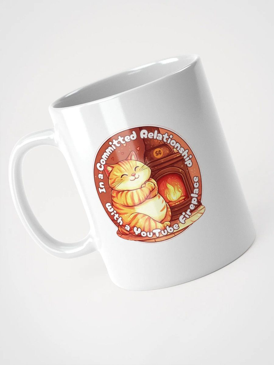 Cozy Cat - In a Committed Relationship with a YouTube Fireplace | White Glossy Mug product image (7)