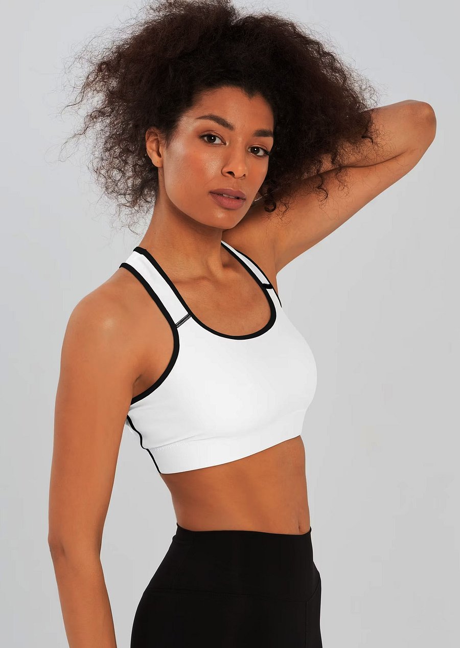 White Polka Dots on Red Sports Bra product image (5)