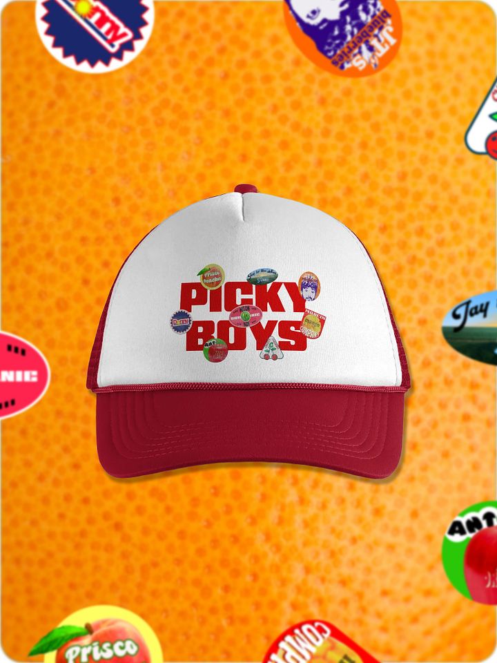 Fruit Stickers Trucker Hat (Red) product image (1)