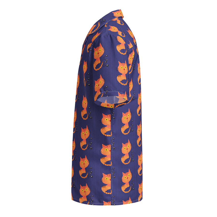 Feasting Ginger Kitty Button-Down Hawaiian Shirt - Blue product image (3)